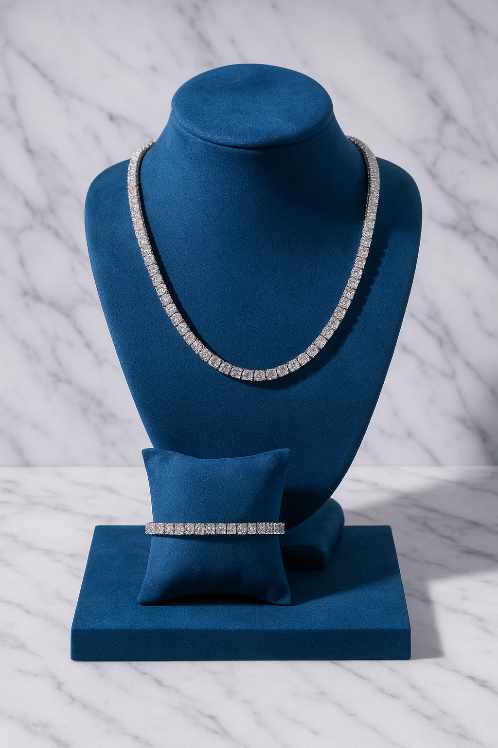 6mm Tennis Bracelet (Diamond tester approved) + 2x 1 Carat Round Cut Earrings